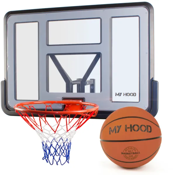 My Hood - Basketballkurv på plate med veggfeste - Inkludert ball